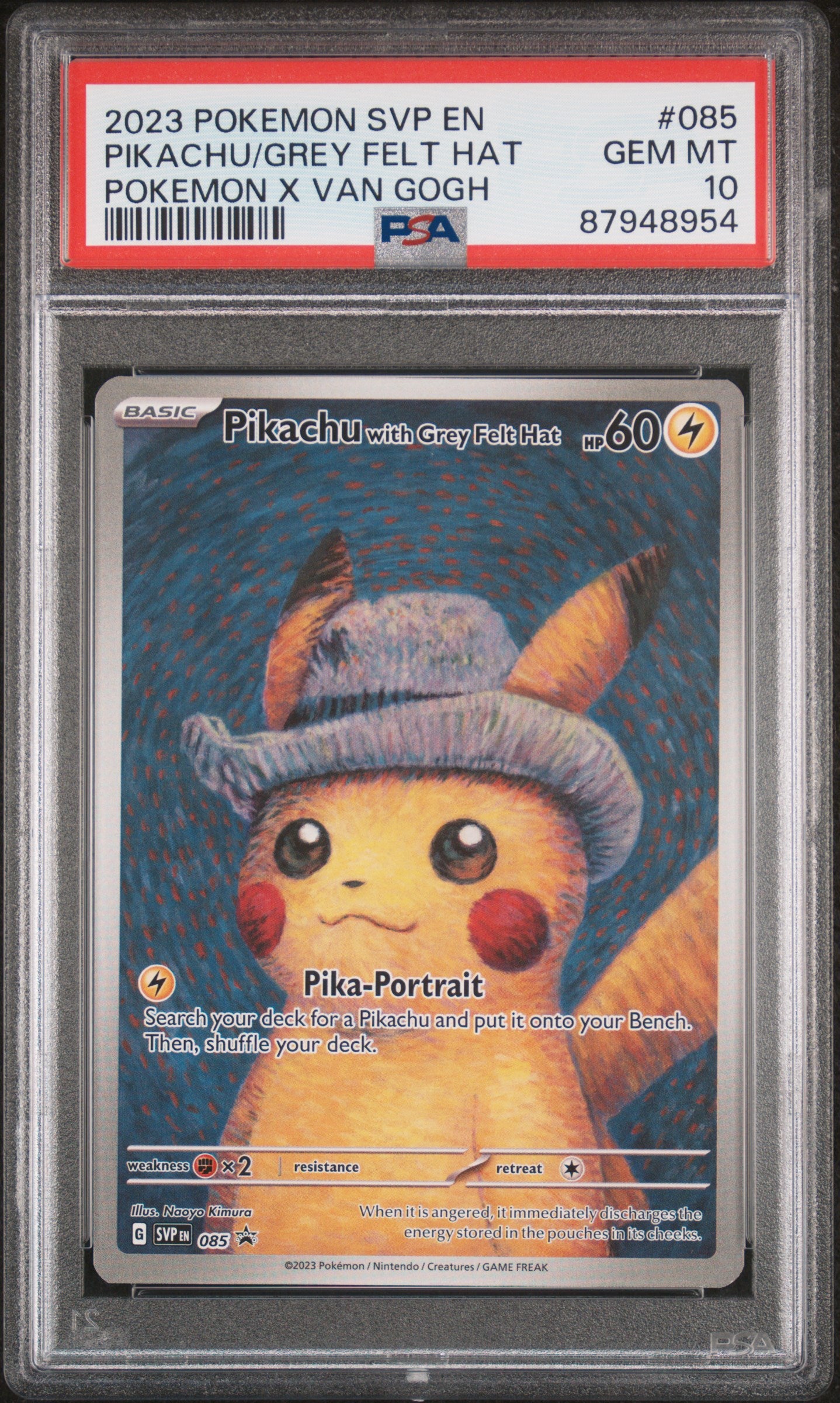 Pikachu with Grey Felt Hat SVP 085 PSA 10 - Rare Pokémon Card